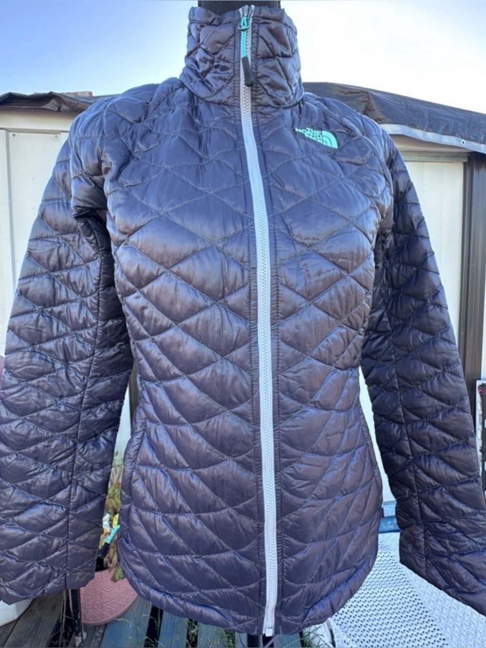 The North Face Thermoball Gray Puffer Jacket Lightweight Insulated